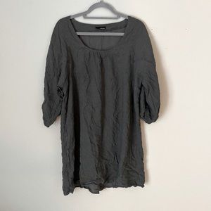 Vintage, olive green linen dress from Spanish designer, M